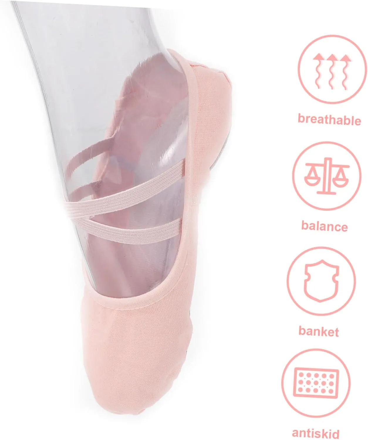 1 Pair Girls Toddler Ballet Shoes Non Yoga Dance Shoes Canvas Ballet Practice Shoes for Girls Ballet Shoes for Girls Toddler Comfortable and Breathable