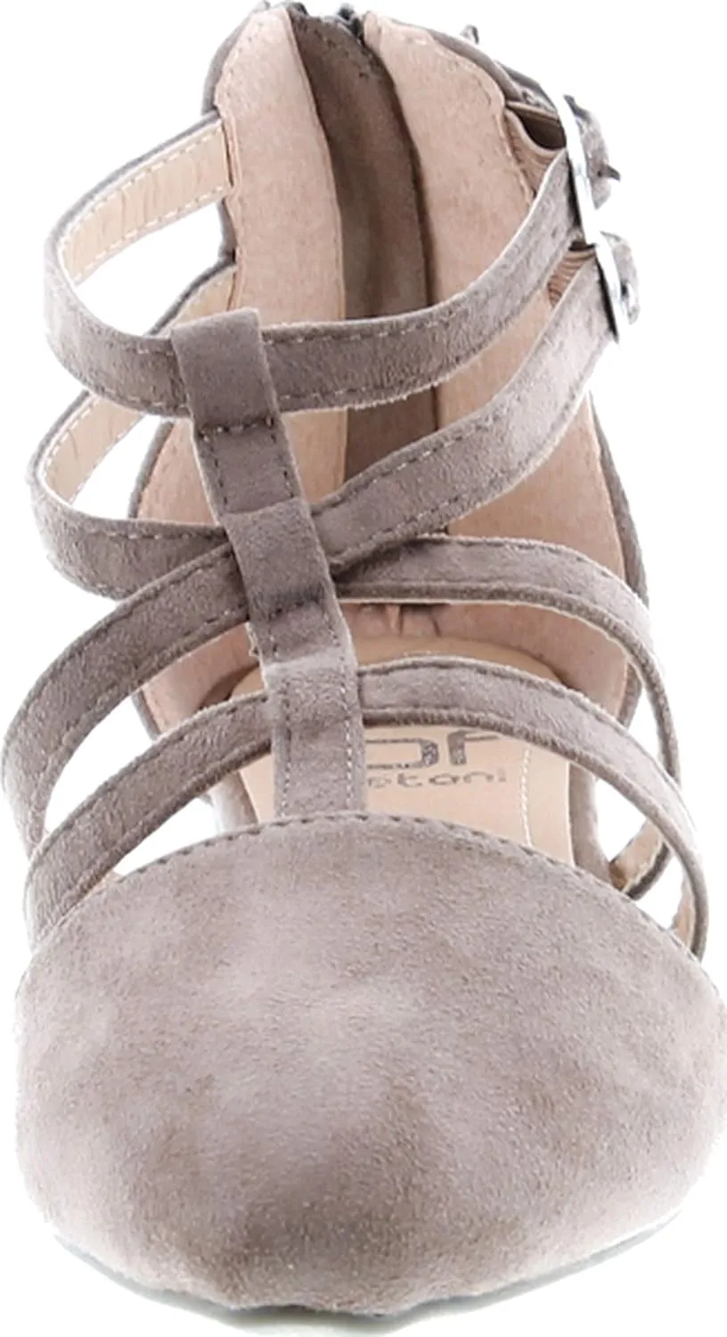 Abela-1 Women's Double Ankle Strap T-Strap Ballerina Flats Half Size Big