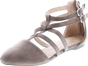 Abela-1 Women's Double Ankle Strap T-Strap Ballerina Flats Half Size Big