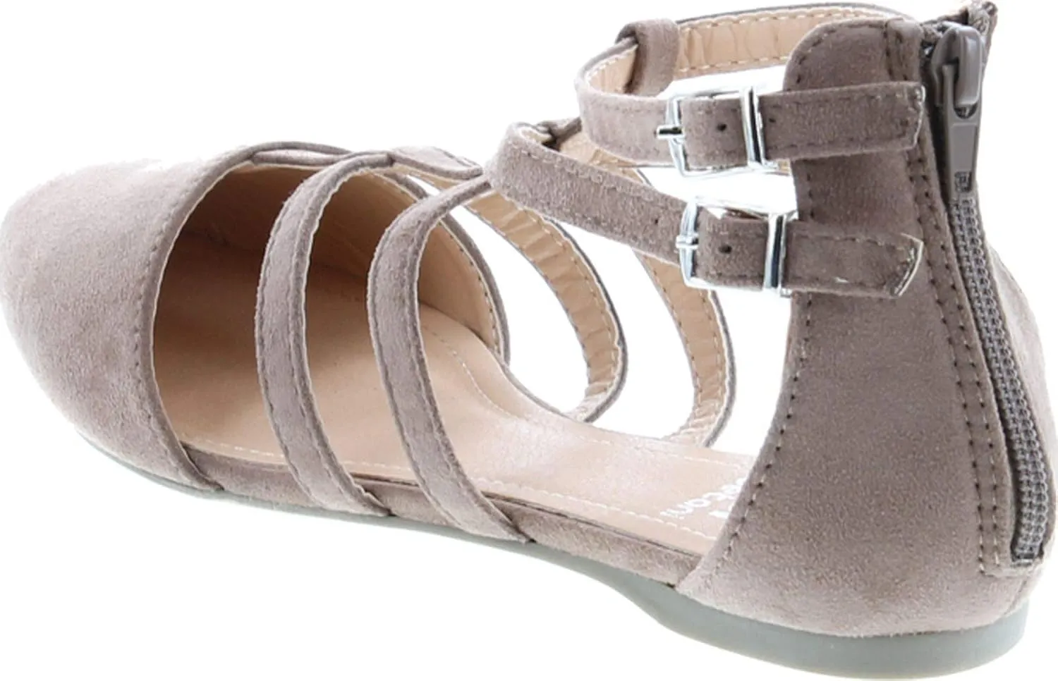 Abela-1 Women's Double Ankle Strap T-Strap Ballerina Flats Half Size Big