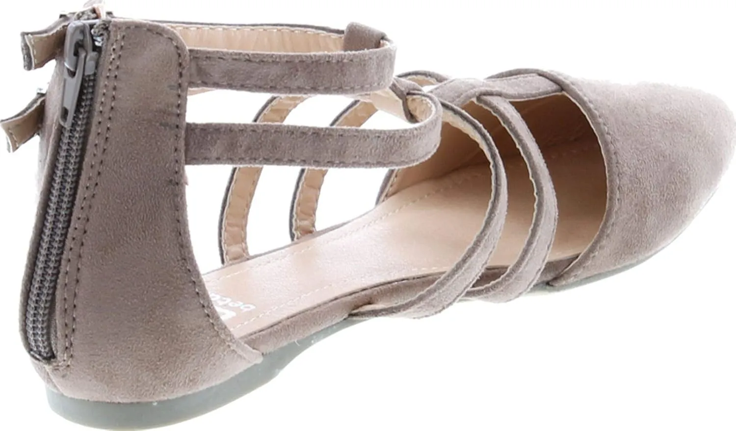 Abela-1 Women's Double Ankle Strap T-Strap Ballerina Flats Half Size Big