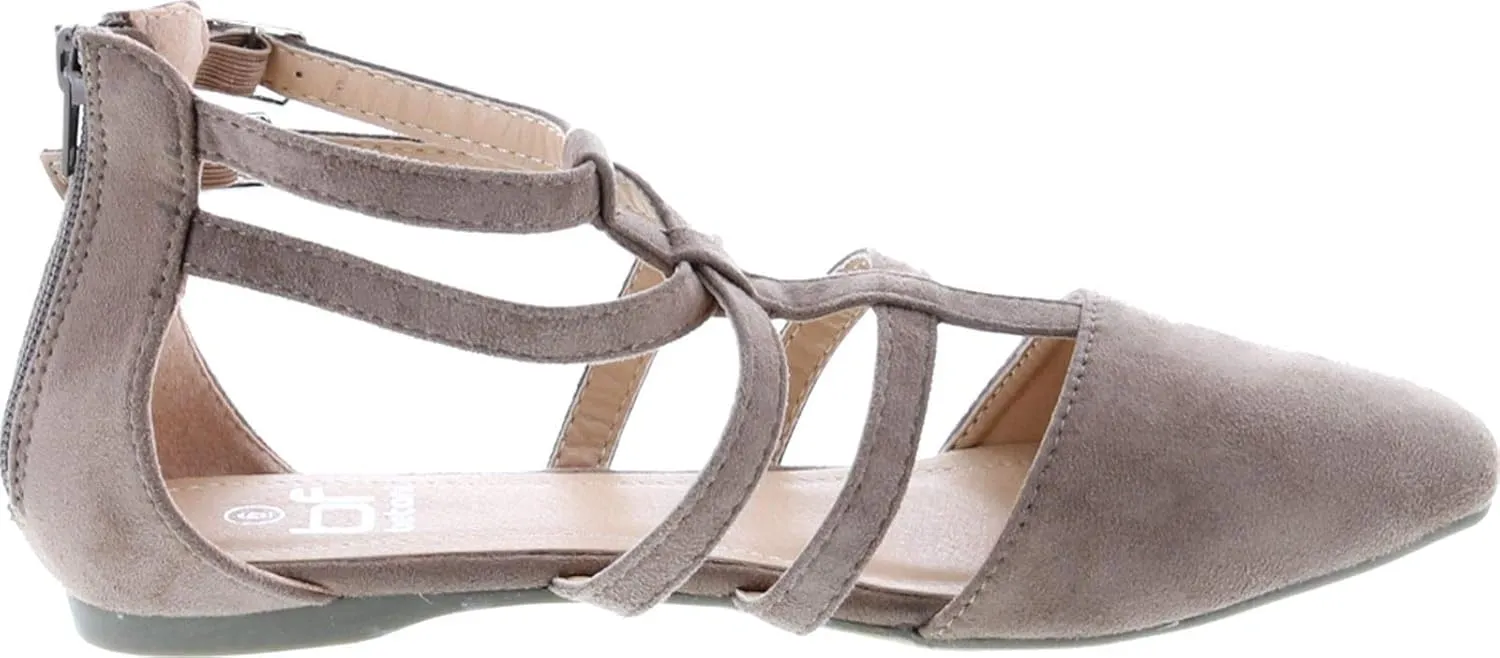 Abela-1 Women's Double Ankle Strap T-Strap Ballerina Flats Half Size Big