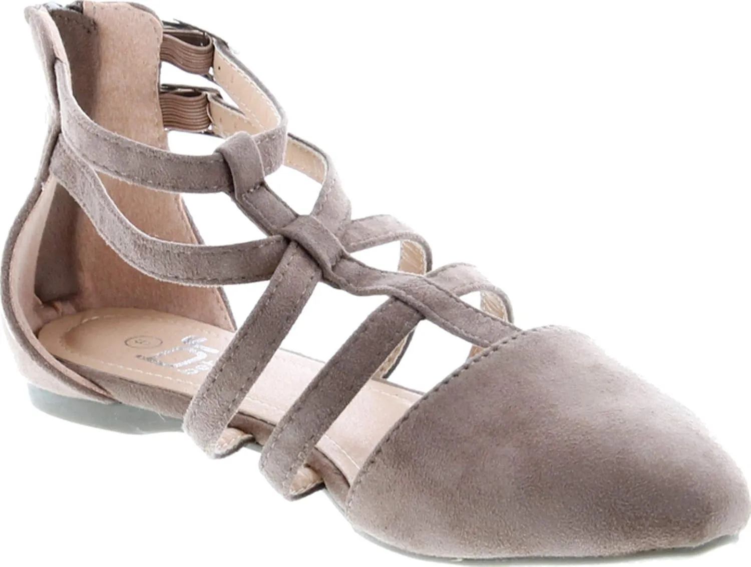 Abela-1 Women's Double Ankle Strap T-Strap Ballerina Flats Half Size Big