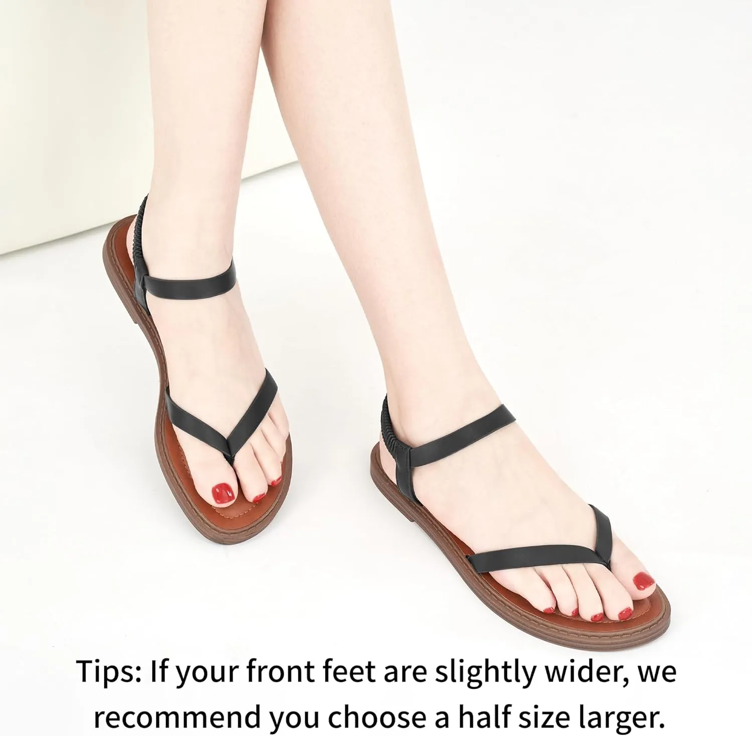 Ablanczoom Womens Sandals Dressy Shoes: Casual Elastic Ankle Strap Summer Flats Comfortable Beach flat sandal for Women