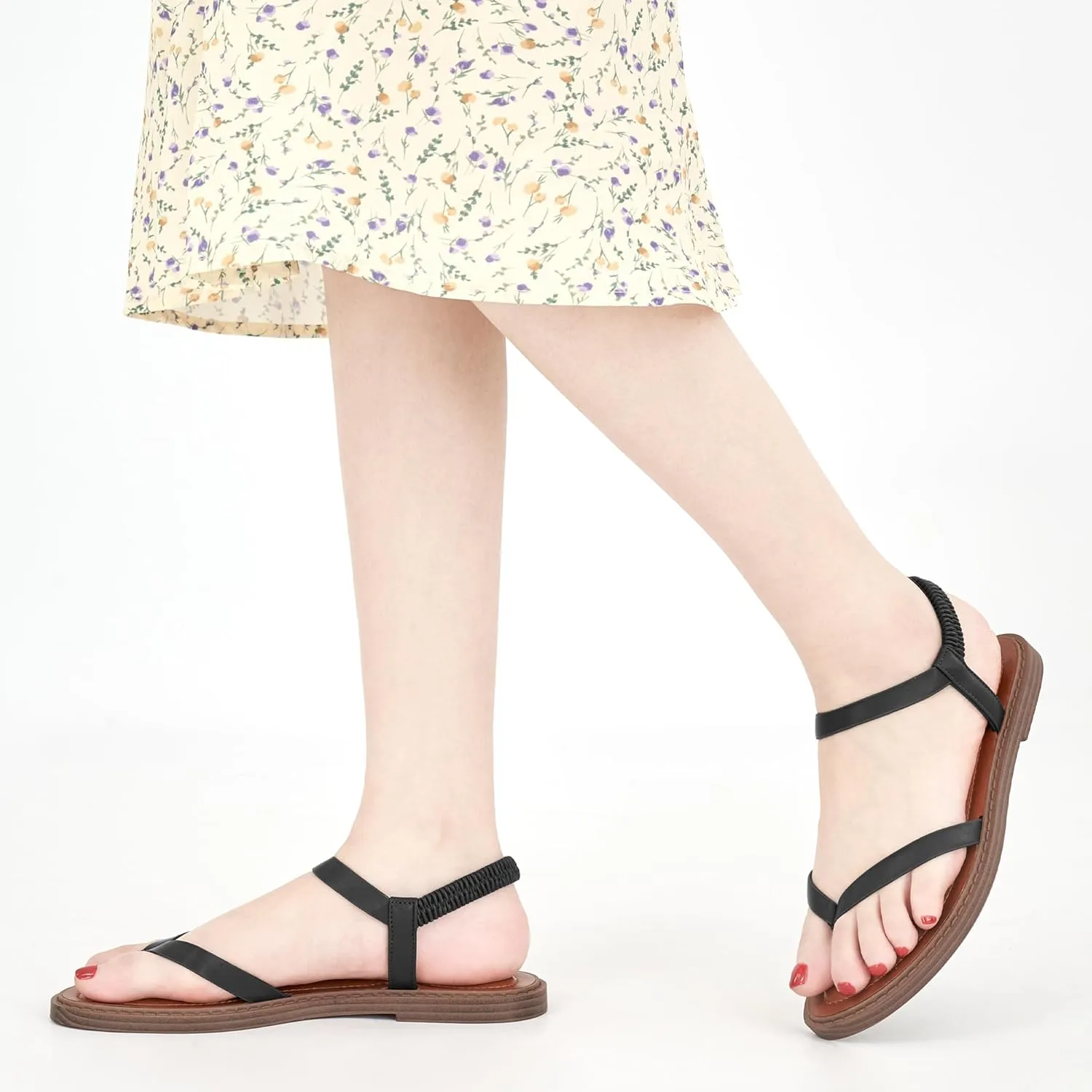 Ablanczoom Womens Sandals Dressy Shoes: Casual Elastic Ankle Strap Summer Flats Comfortable Beach flat sandal for Women