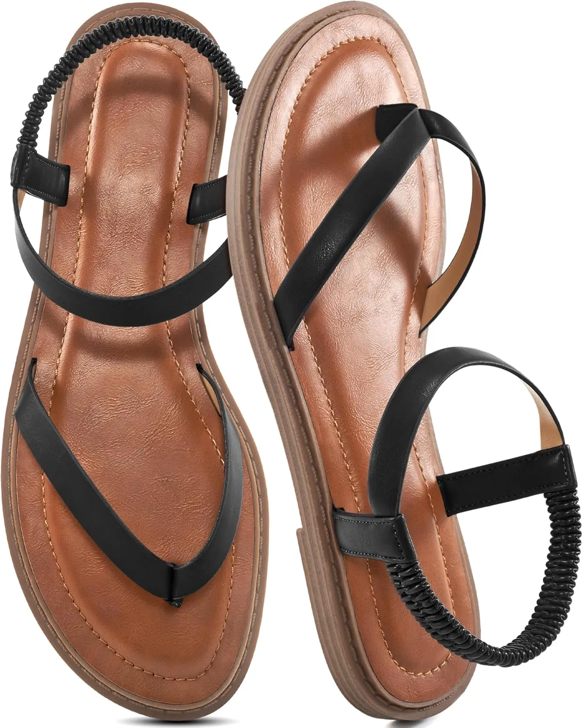 Ablanczoom Womens Sandals Dressy Shoes: Casual Elastic Ankle Strap Summer Flats Comfortable Beach flat sandal for Women