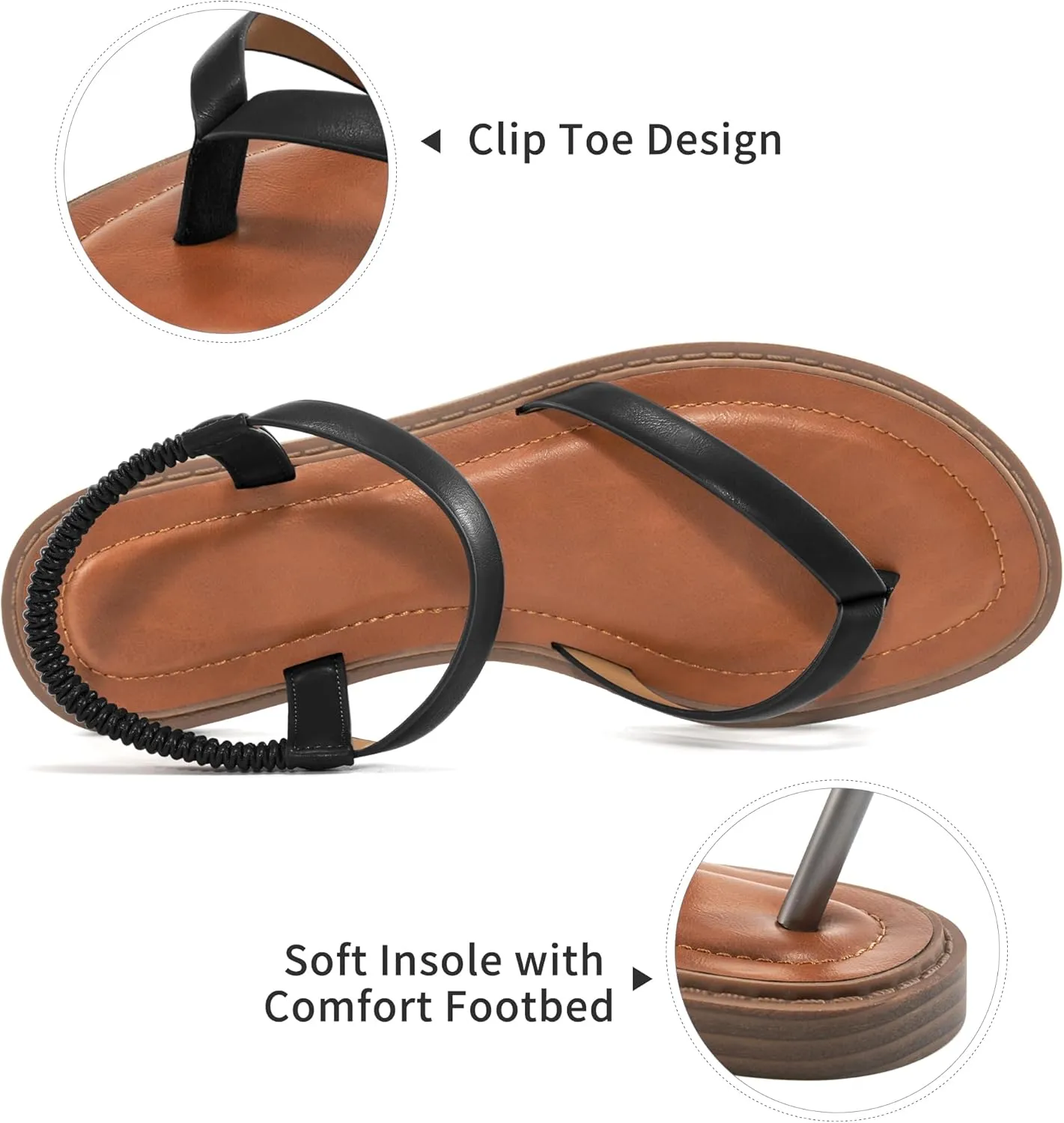 Ablanczoom Womens Sandals Dressy Shoes: Casual Elastic Ankle Strap Summer Flats Comfortable Beach flat sandal for Women