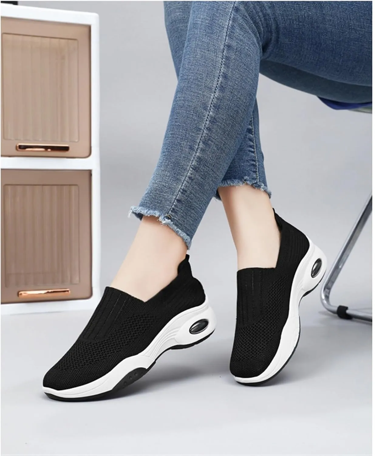 Adults Platform Sneakers Lightweight Breathable Travel Flats Shoes Air Cushion Sports Tennis Walking Shoes For Students