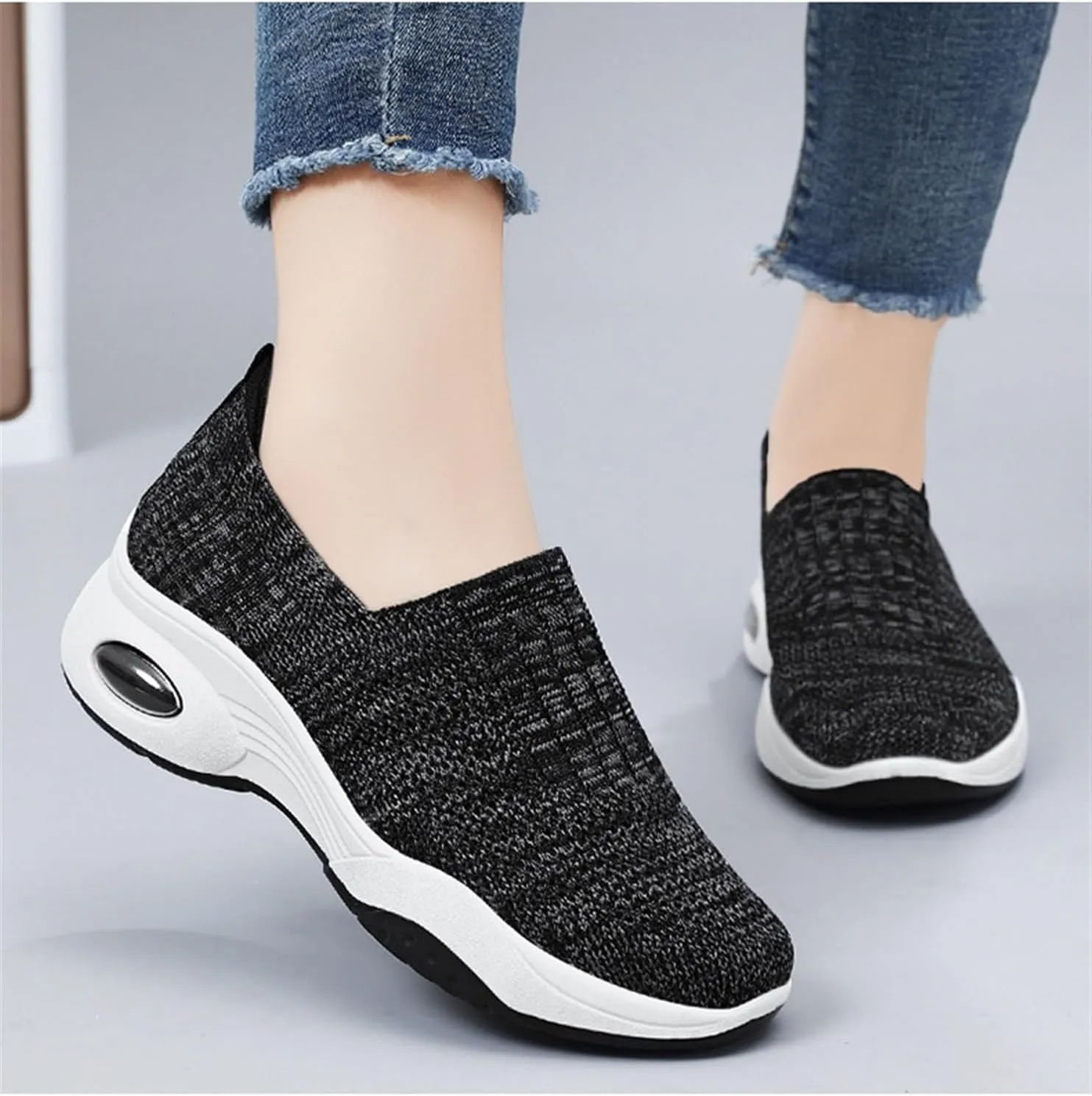 Adults Platform Sneakers Lightweight Breathable Travel Flats Shoes Air Cushion Sports Tennis Walking Shoes For Students