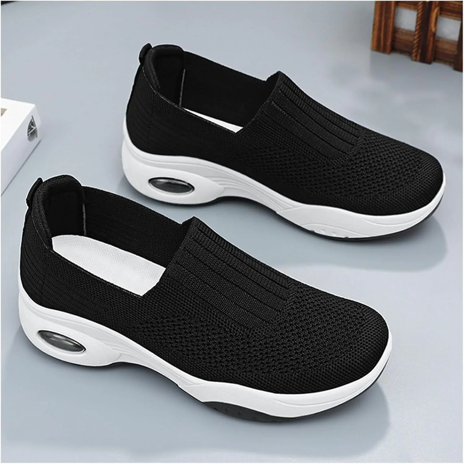 Adults Platform Sneakers Lightweight Breathable Travel Flats Shoes Air Cushion Sports Tennis Walking Shoes For Students