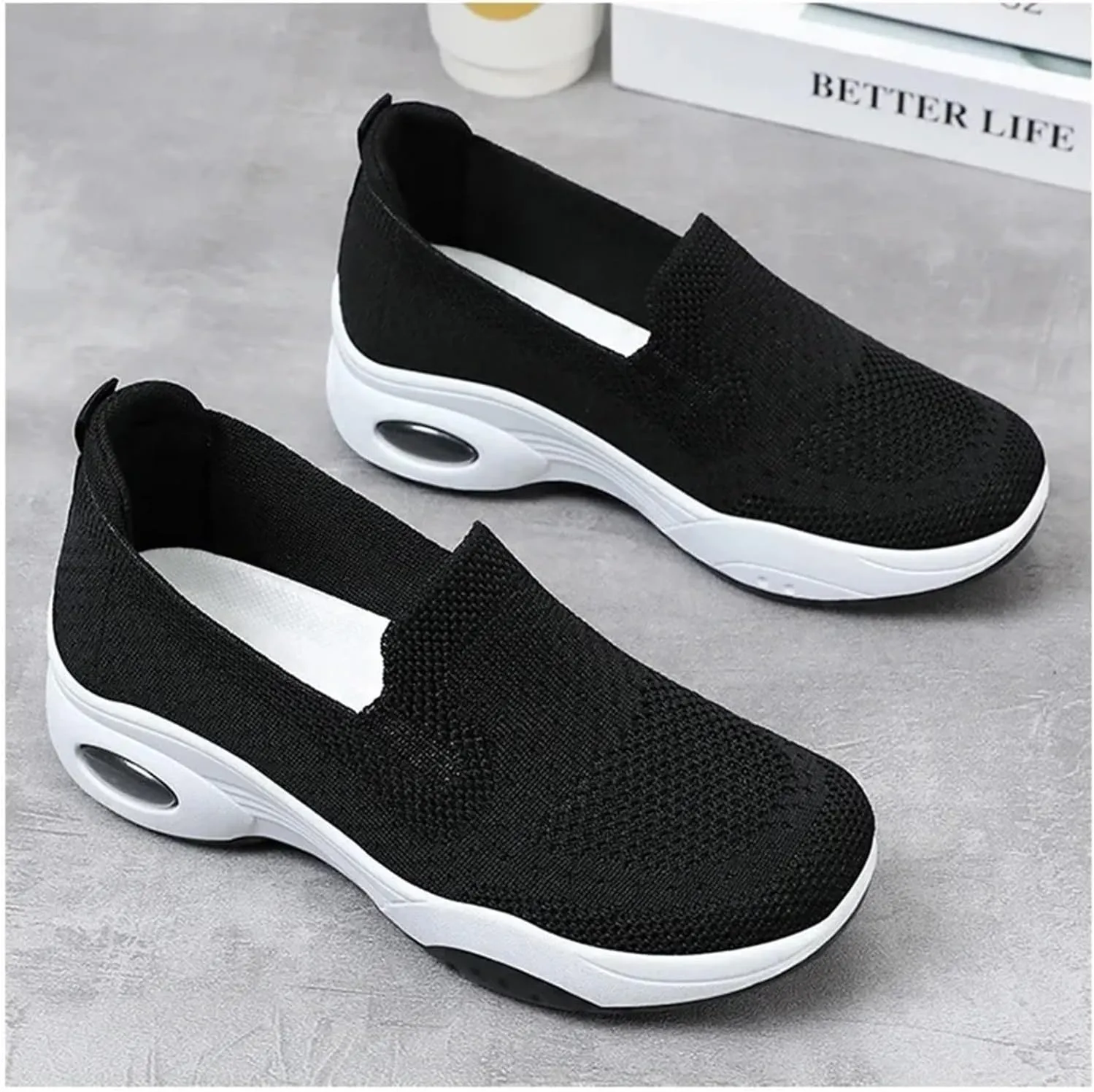 Adults Platform Sneakers Lightweight Breathable Travel Flats Shoes Air Cushion Sports Tennis Walking Shoes For Students