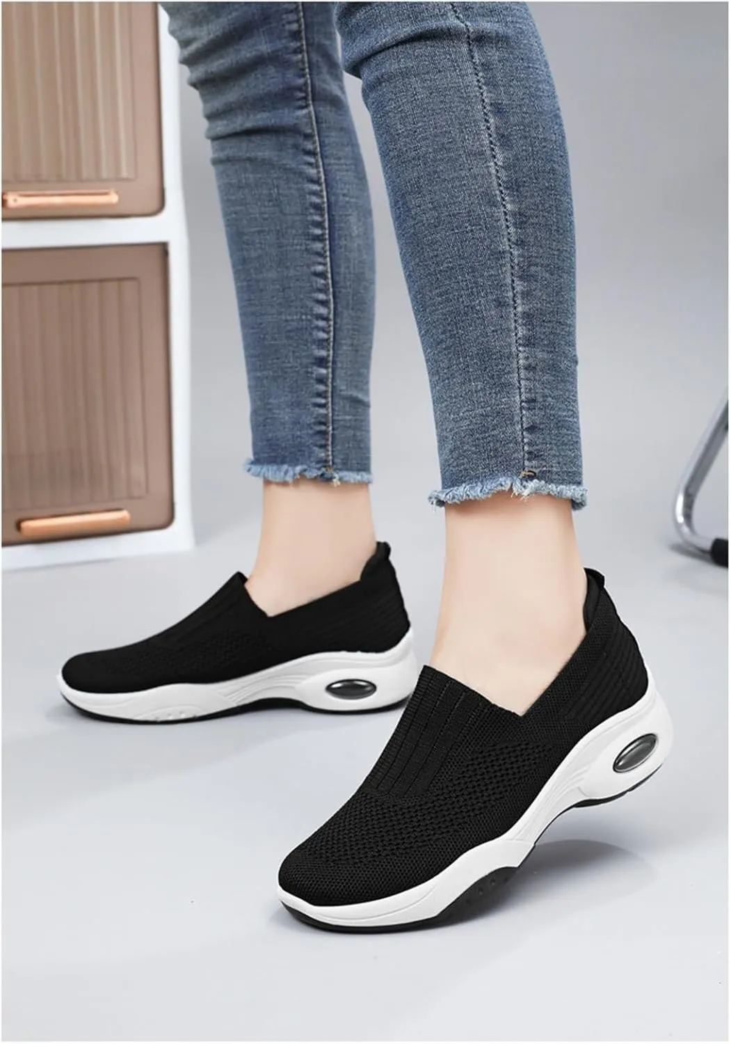 Adults Platform Sneakers Lightweight Breathable Travel Flats Shoes Air Cushion Sports Tennis Walking Shoes For Students