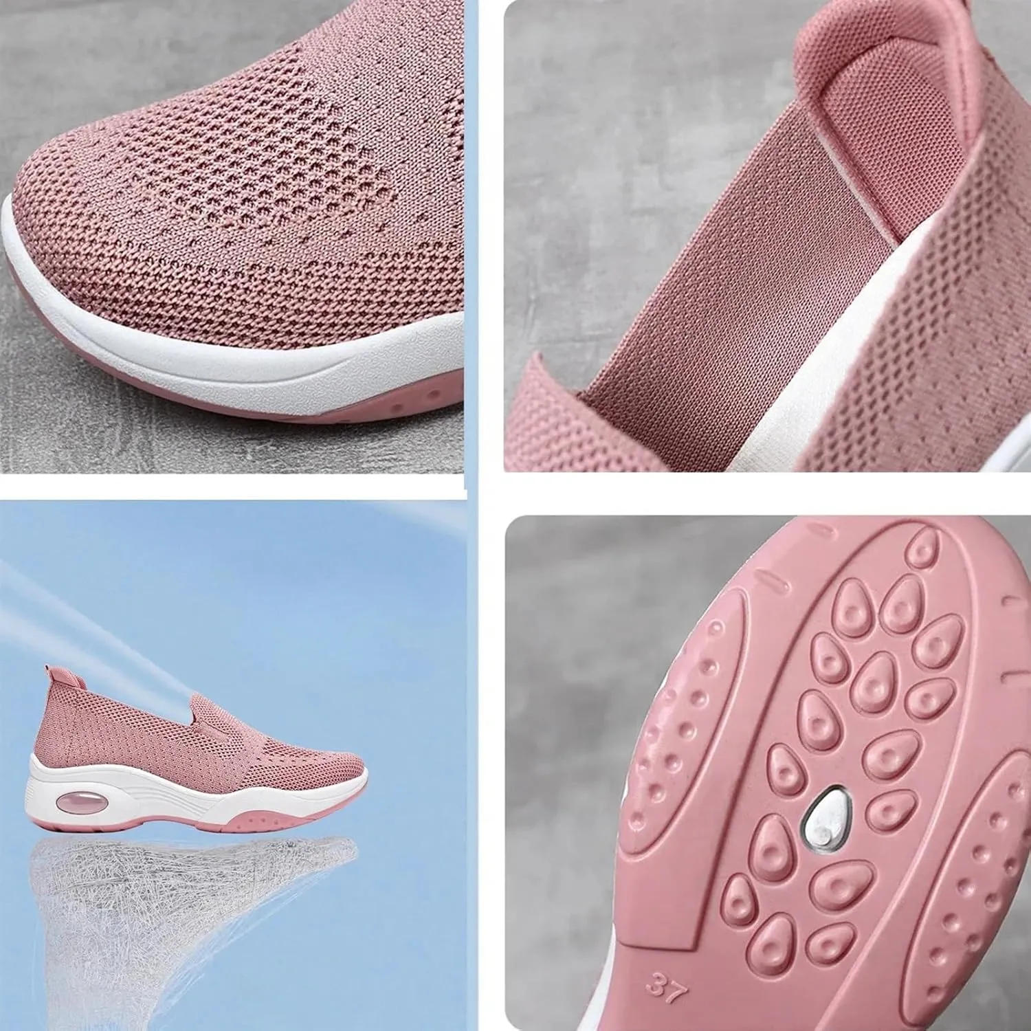 Adults Platform Sneakers Lightweight Breathable Travel Flats Shoes Air Cushion Sports Tennis Walking Shoes For Students