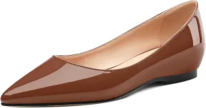 AMBELIGHT Comfy Flats for Women Pointed Toe Slip On Pumps Business Dress Shoe