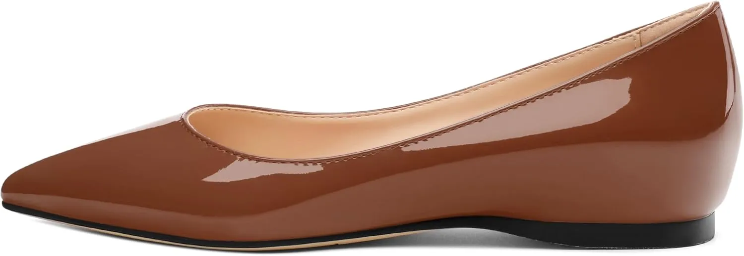 AMBELIGHT Comfy Flats for Women Pointed Toe Slip On Pumps Business Dress Shoe