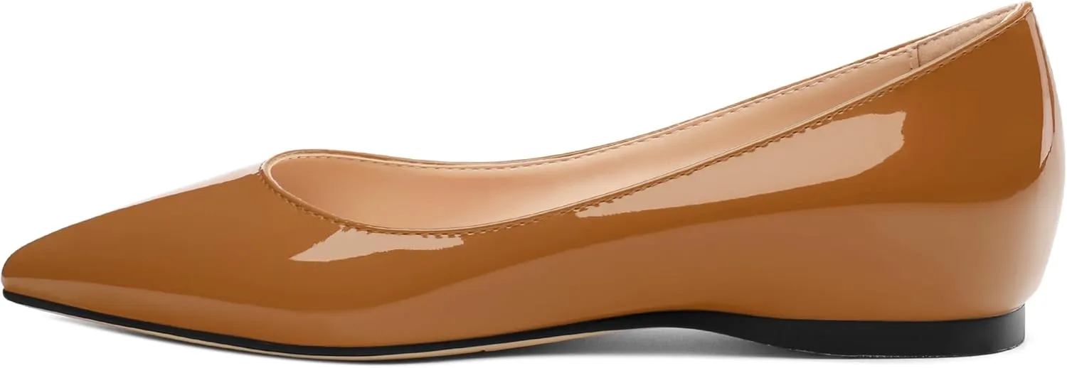 AMBELIGHT Comfy Flats for Women Pointed Toe Slip On Pumps Business Dress Shoe