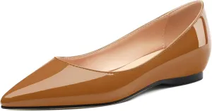 AMBELIGHT Comfy Flats for Women Pointed Toe Slip On Pumps Business Dress Shoe