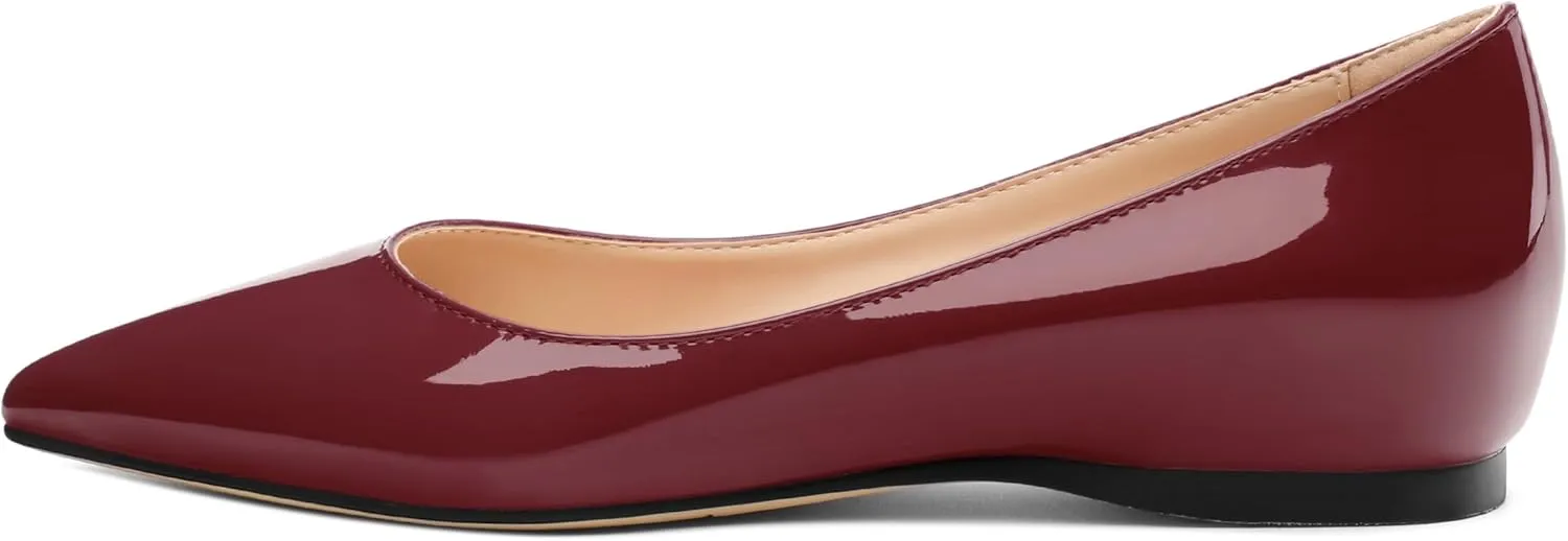 AMBELIGHT Comfy Flats for Women Pointed Toe Slip On Pumps Business Dress Shoe