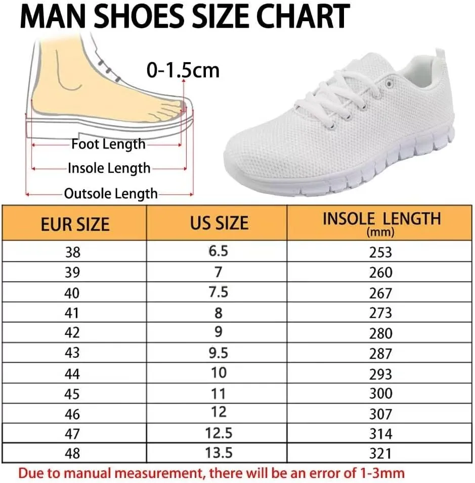 AmzPrint Women Men Fashion Sneakers White Sole Mesh Shoes for Women Comfy Workout Road Running Walking Shoes Size 5.5-13.5