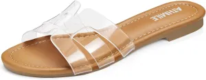 ATHMILE Sandals for Women 2025 Vacation Womens Sandals Dressy Summer Flats Sandals Women Slides for Party Wedding Beach