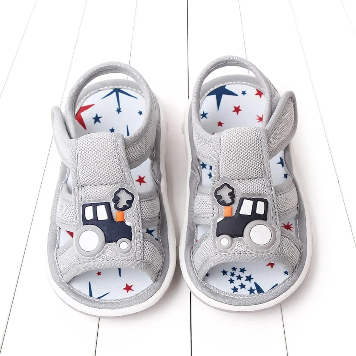 Baby Boy Crib Sandals Toddler Girls Boys Shoes Sandals Flat Bottom Non Slip Half Open Toe Slip Boys Sandal
