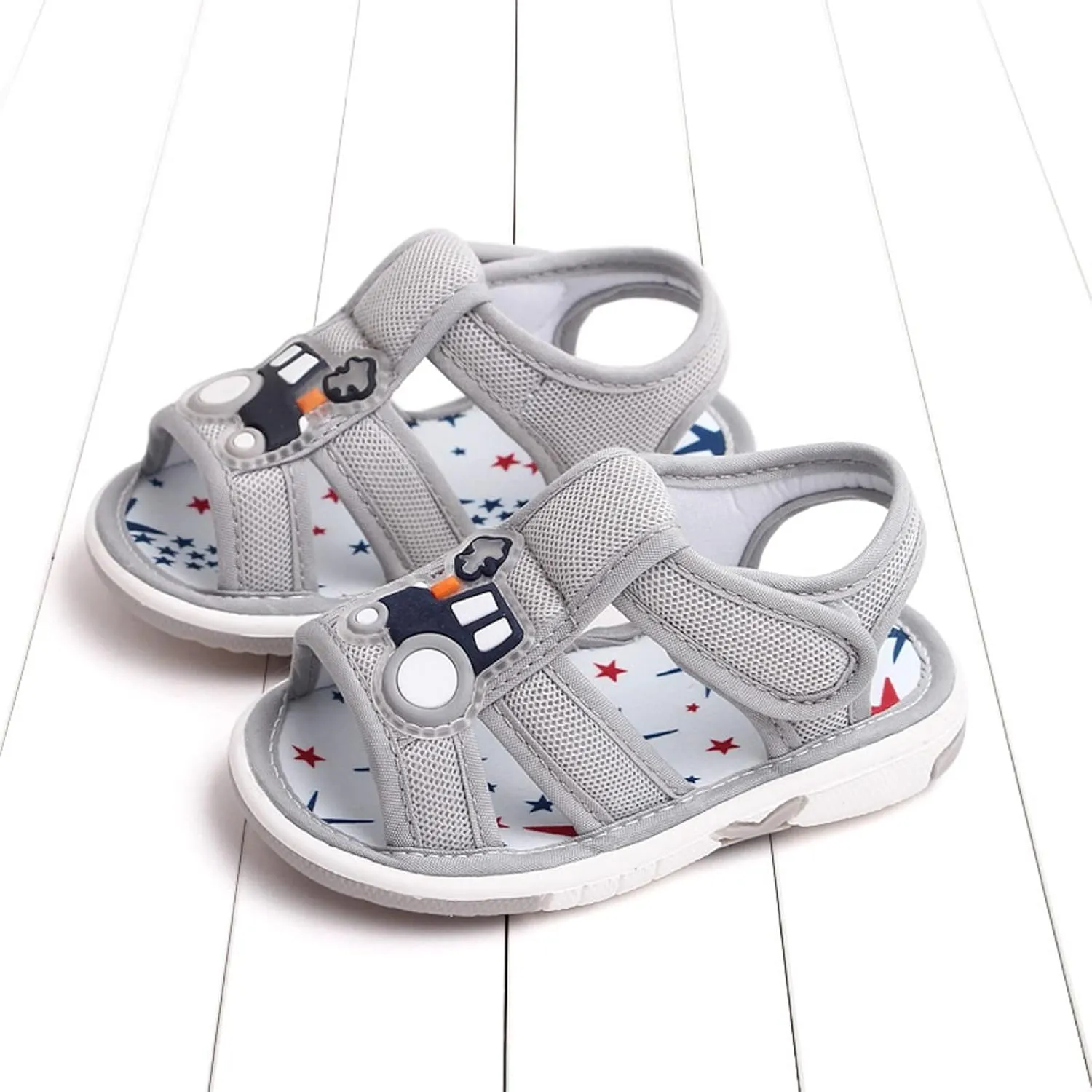 Baby Boy Crib Sandals Toddler Girls Boys Shoes Sandals Flat Bottom Non Slip Half Open Toe Slip Boys Sandal