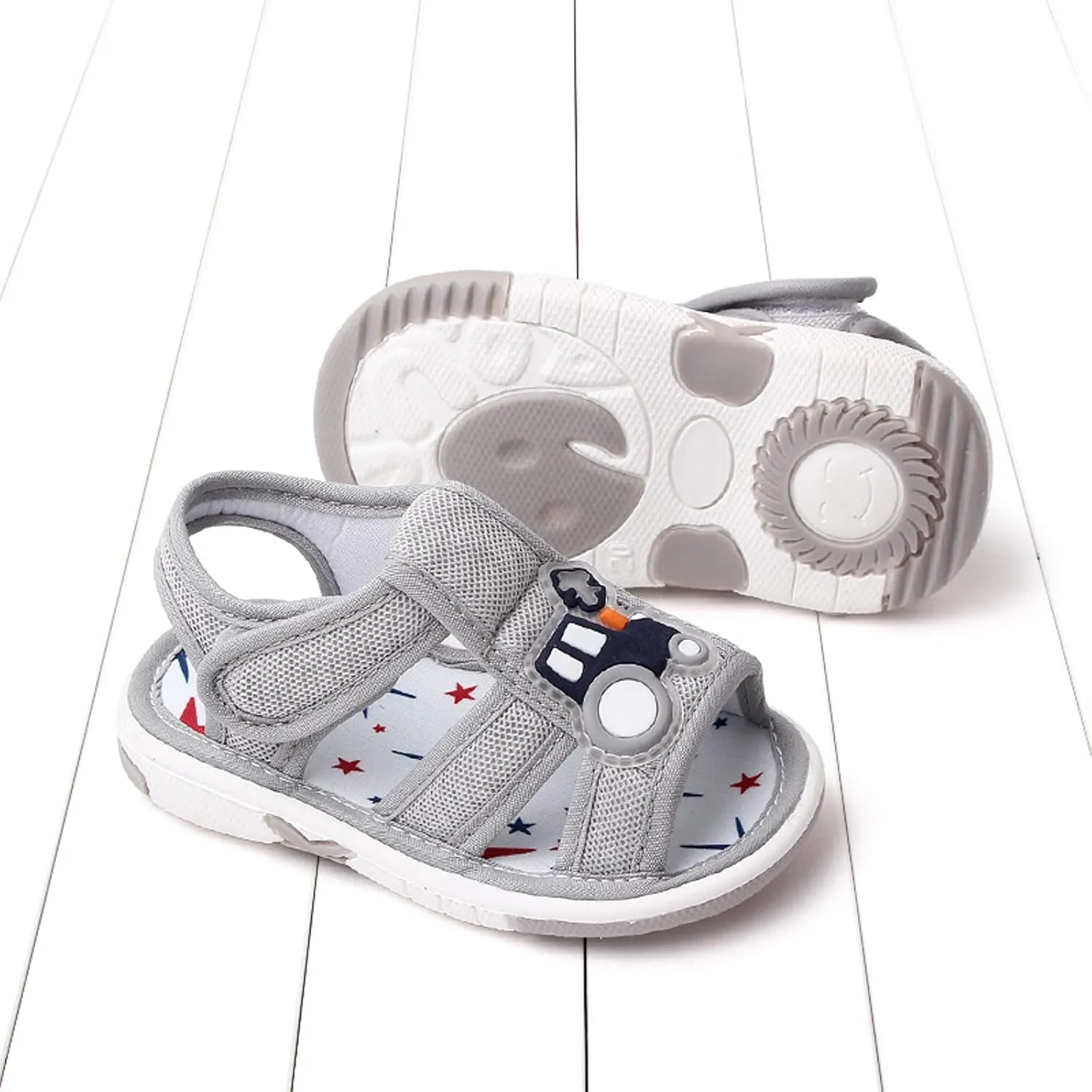 Baby Boy Crib Sandals Toddler Girls Boys Shoes Sandals Flat Bottom Non Slip Half Open Toe Slip Boys Sandal
