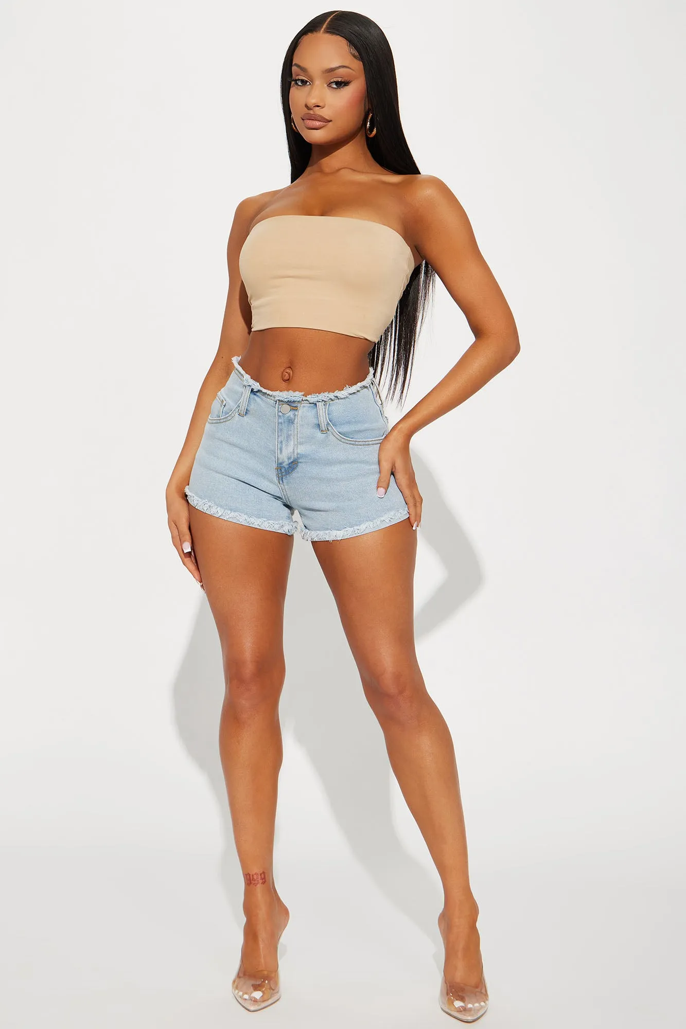 Baby Girl Cut Off Denim Shorts - Light Blue Wash