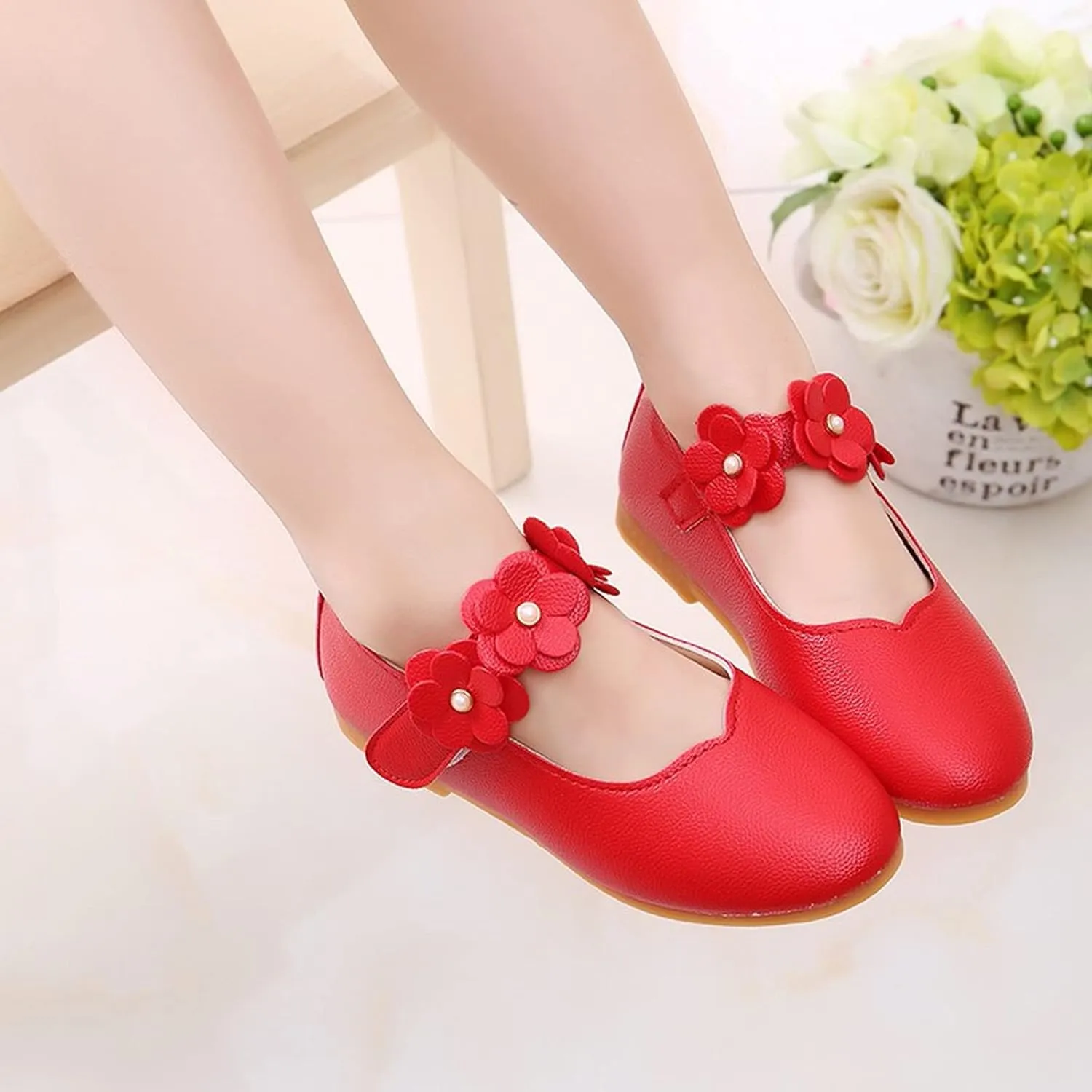 Baby-Girls and Toddler Closed Toe Mary Jane Flat Little/Big Kids Casual Flower Ballet Flat niform tyle