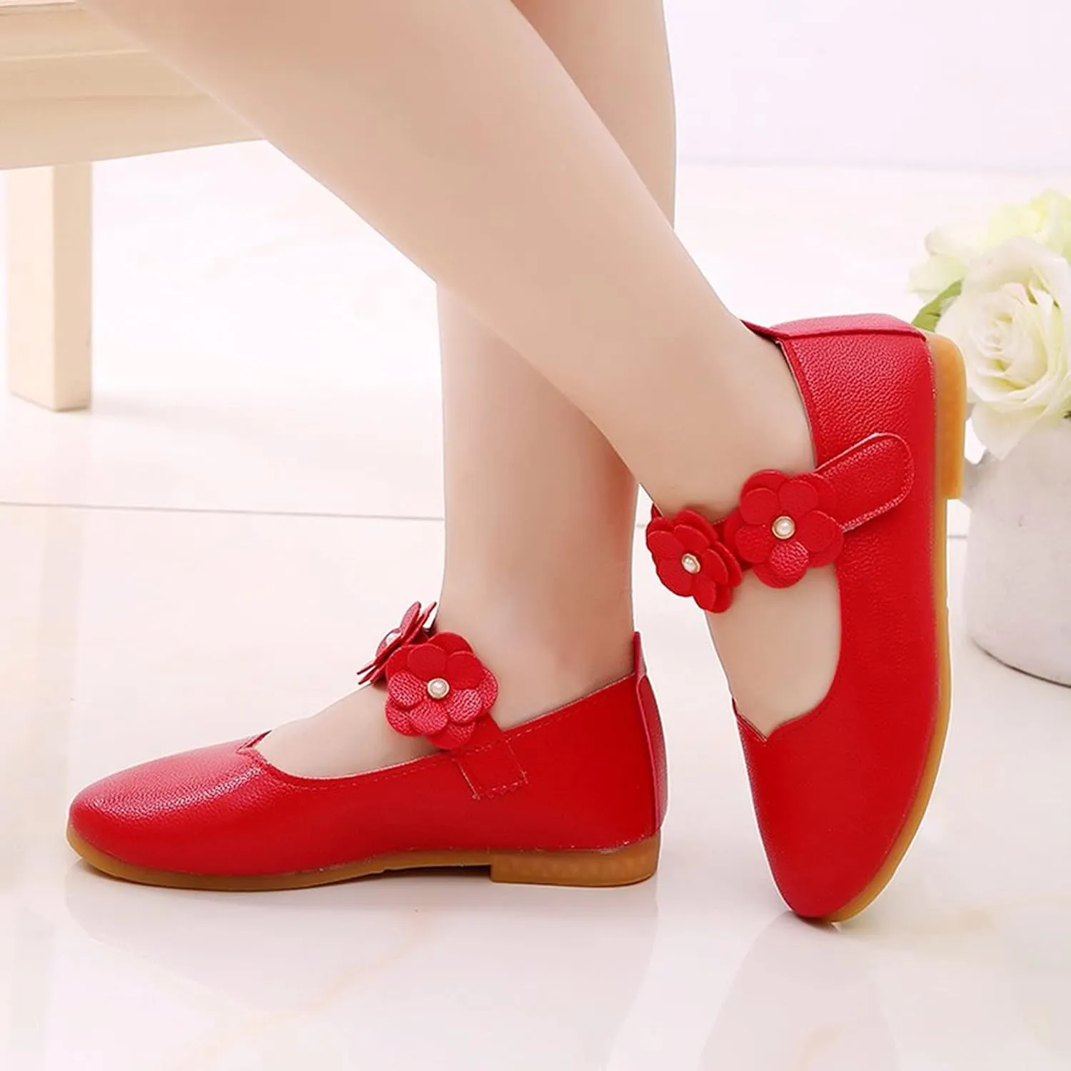 Baby-Girls and Toddler Closed Toe Mary Jane Flat Little/Big Kids Casual Flower Ballet Flat niform tyle