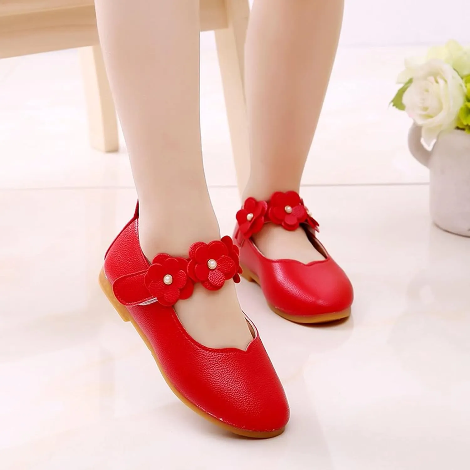 Baby-Girls and Toddler Closed Toe Mary Jane Flat Little/Big Kids Casual Flower Ballet Flat niform tyle