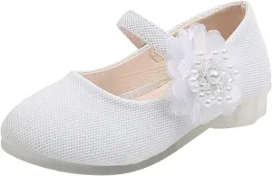 Baby Girls Dress Mary Jane Shining Ballet Flat Toddler School Princess Wedding Pearl Flower Glitter Shoes