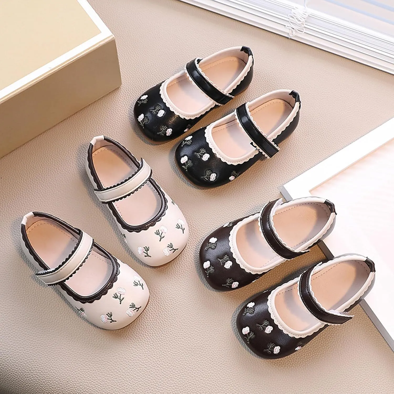 Baby Girls Mary Jane Dress Shoes Wedding Party Ballerina Flat Girls Shoes Ballet Flower Girl Shoes Toddler Shoes