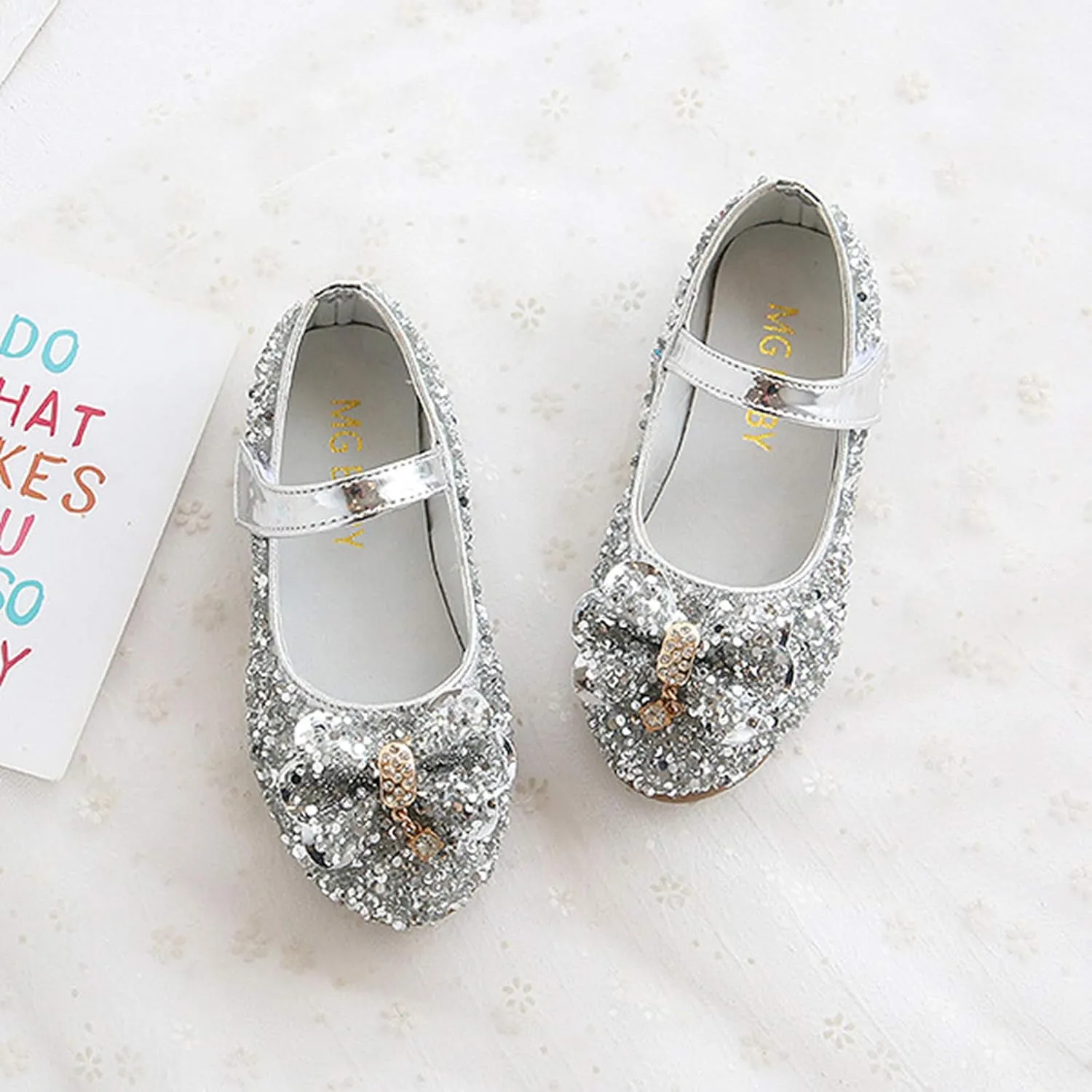 Baby Girls Mary Jane Sequins PU Leather Wedding Ballet Shoe Infant Rubber Sole Prewalker Toddler First Shoes