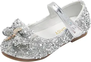 Baby Girls Mary Jane Sequins PU Leather Wedding Ballet Shoe Infant Rubber Sole Prewalker Toddler First Shoes