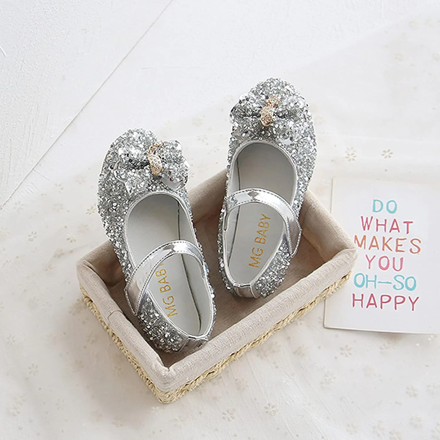Baby Girls Mary Jane Sequins PU Leather Wedding Ballet Shoe Infant Rubber Sole Prewalker Toddler First Shoes