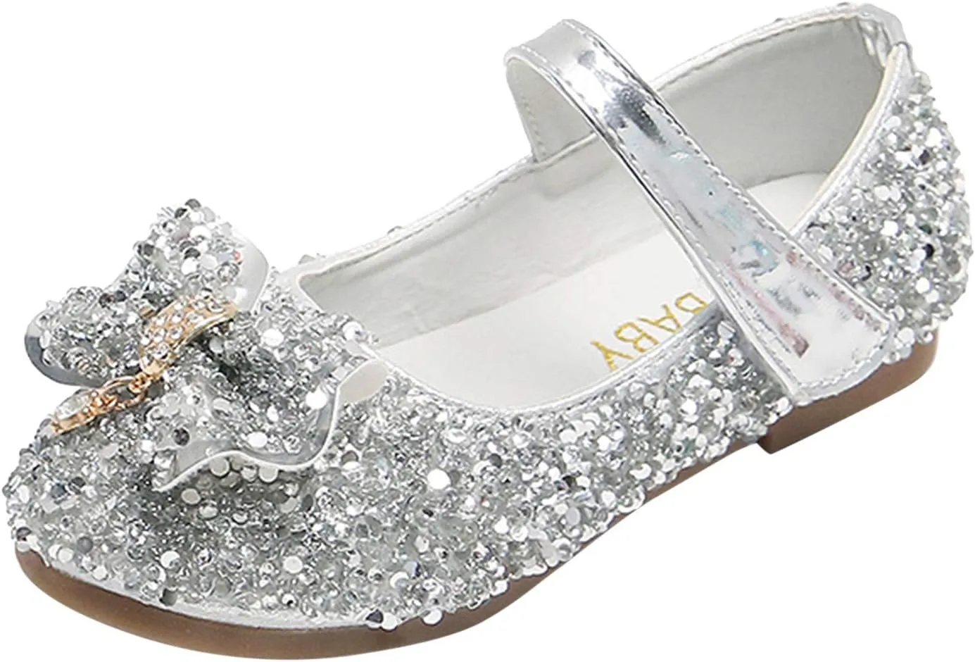 Baby Girls Mary Jane Sequins PU Leather Wedding Ballet Shoe Infant Rubber Sole Prewalker Toddler First Shoes