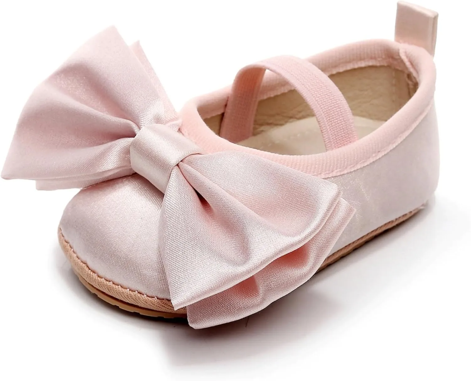 Baby Infant Girl Mary Jane Shoes Bow Baby Dress Shoes PU Leather Non-Slip Rubber Sole First Walkers Princess Wedding Newborn Crib Shoes