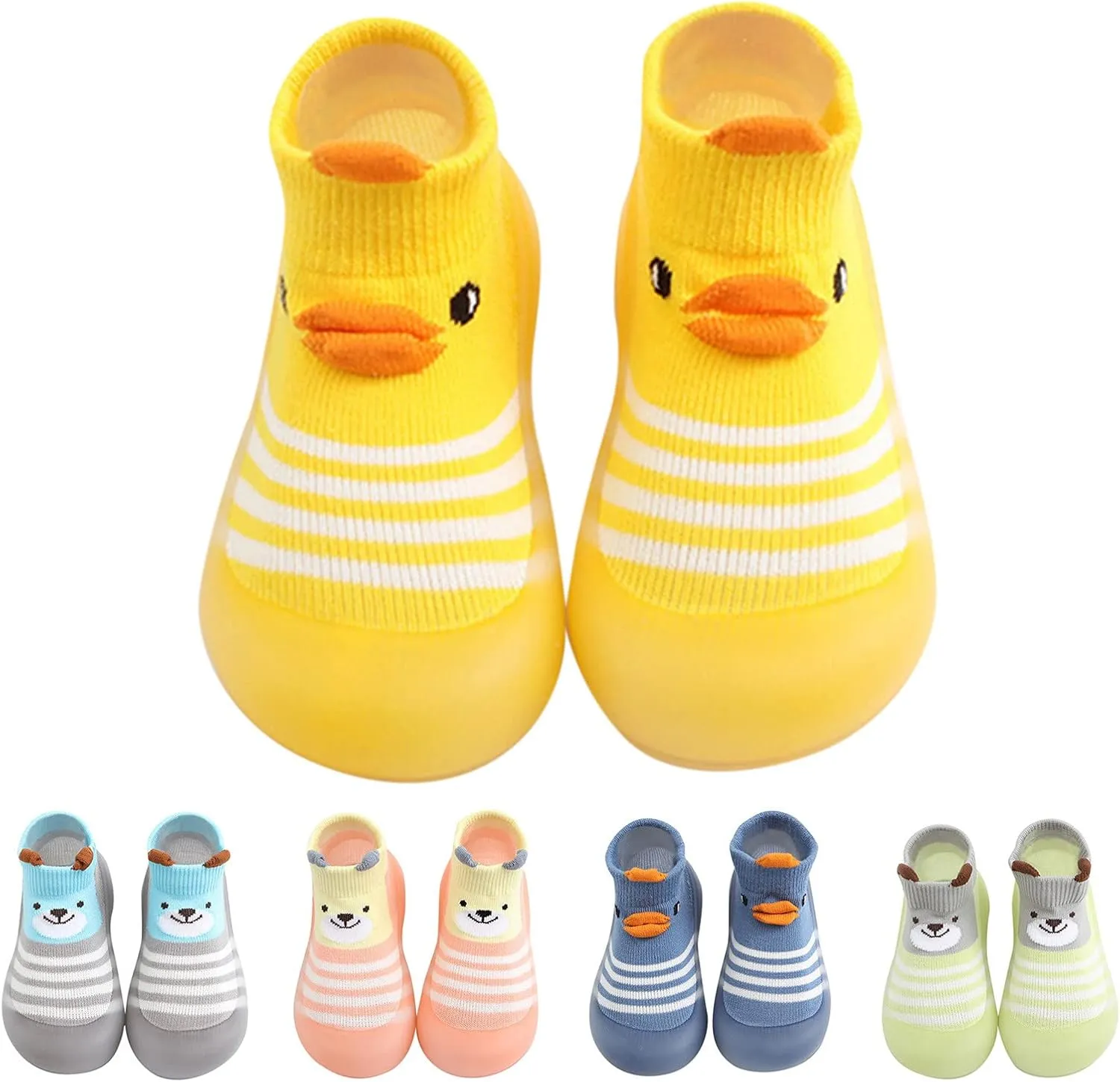 Baby Walking Shoes,Todller Boys Girls Non Slip Flat Socks Shoes Lightweight Cute Cartoon Duck Bear Pattern Boy Shoes