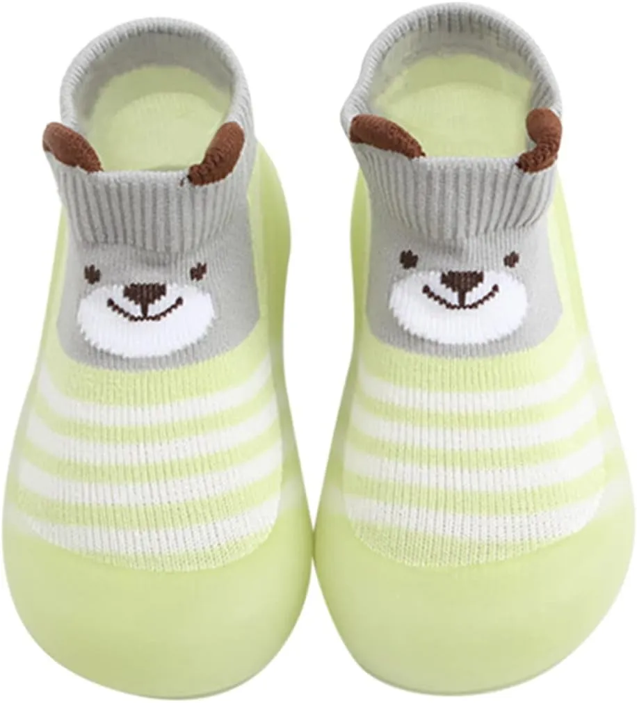Baby Walking Shoes,Todller Boys Girls Non Slip Flat Socks Shoes Lightweight Cute Cartoon Duck Bear Pattern Boy Shoes