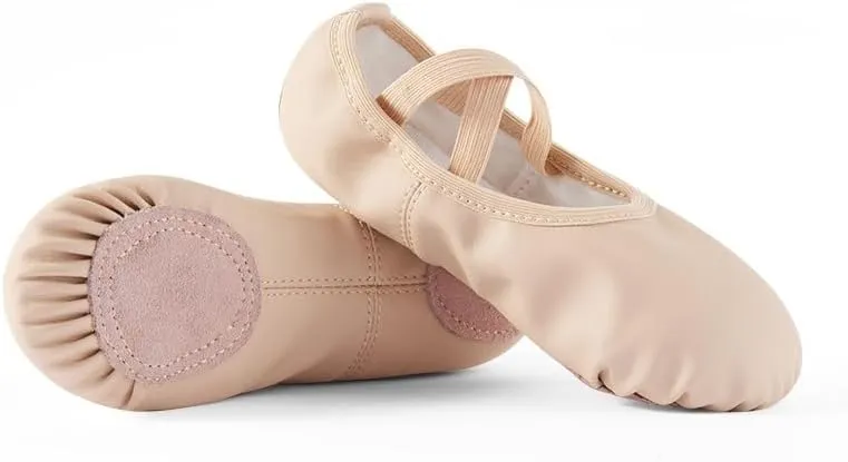 Ballet Leather Shoes Girl Juliet Flat Dance Shoes Professional Soft Split-Sole Ballerina Slipper Toddler Boys Yoga Training Shoe(Pink,33)