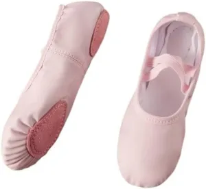 Ballet Leather Shoes Girl Juliet Flat Dance Shoes Professional Soft Split-Sole Ballerina Slipper Toddler Boys Yoga Training Shoe(Pink,33)