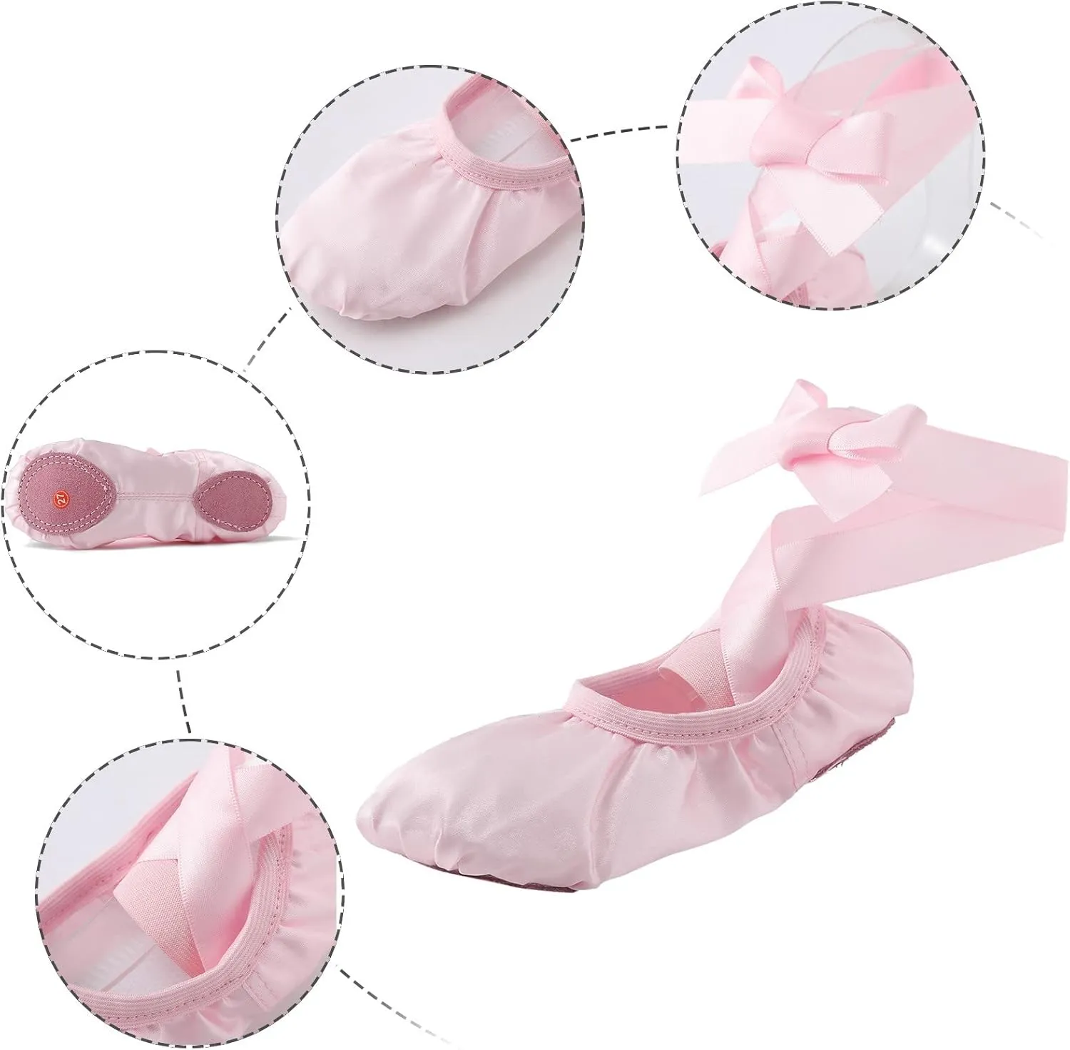 Ballet Ribbon Shoes Highly Stretch Canvas Adult Ballet Slippers Split Sole Yoga Dance Shoe for Girls Boys Kids