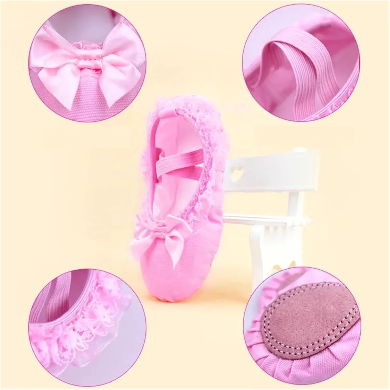 Ballet Shoes Children Ballet Dance Shoes Women Adult Lace Canvas Soft Sole Ballet Shoes Ballet Slippers for Girls Toddler Ballet Slippers(Pink,31)