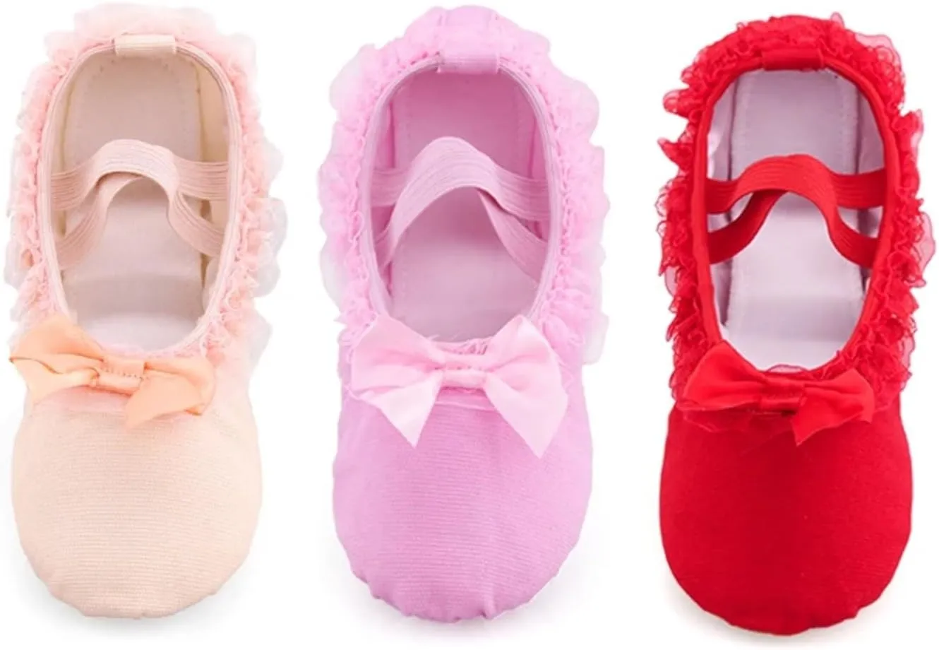 Ballet Shoes Children Ballet Dance Shoes Women Adult Lace Canvas Soft Sole Ballet Shoes Ballet Slippers for Girls Toddler Ballet Slippers(Pink,31)