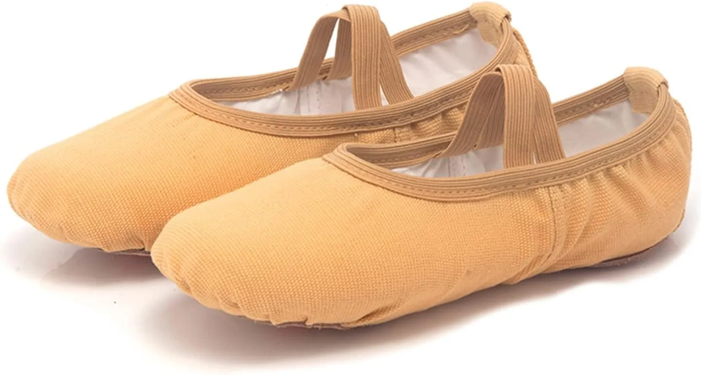 Ballet Shoes for Girls Dance Ballet Slippers No-Tie Canvas Ballerina Shoes for Toddler Kids Yoga Dance Shoes