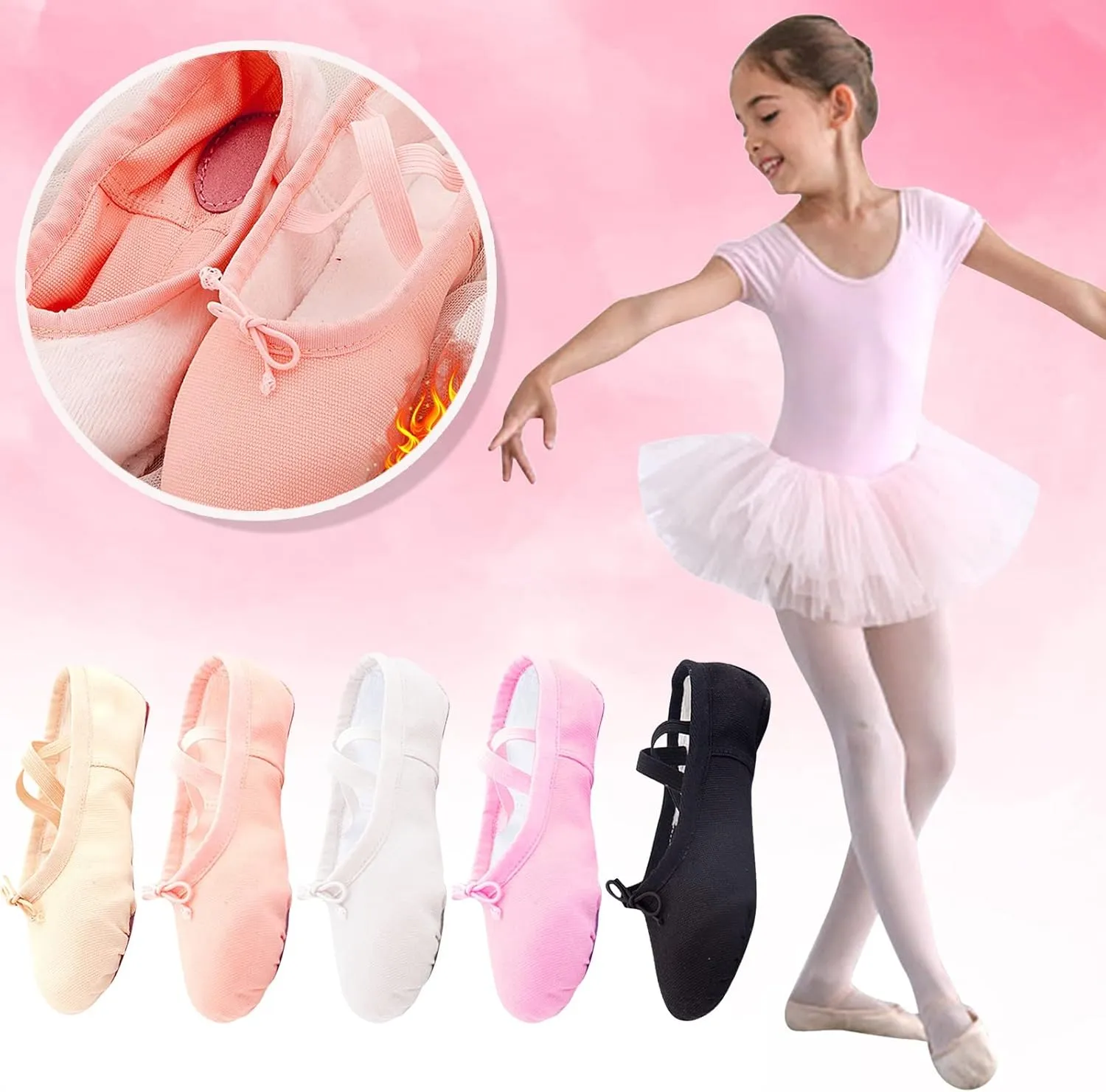Ballet Shoes for Girls Practise Dance Solid Performance Slipper Canvas Split Sole Shoes for Kids Toddlers