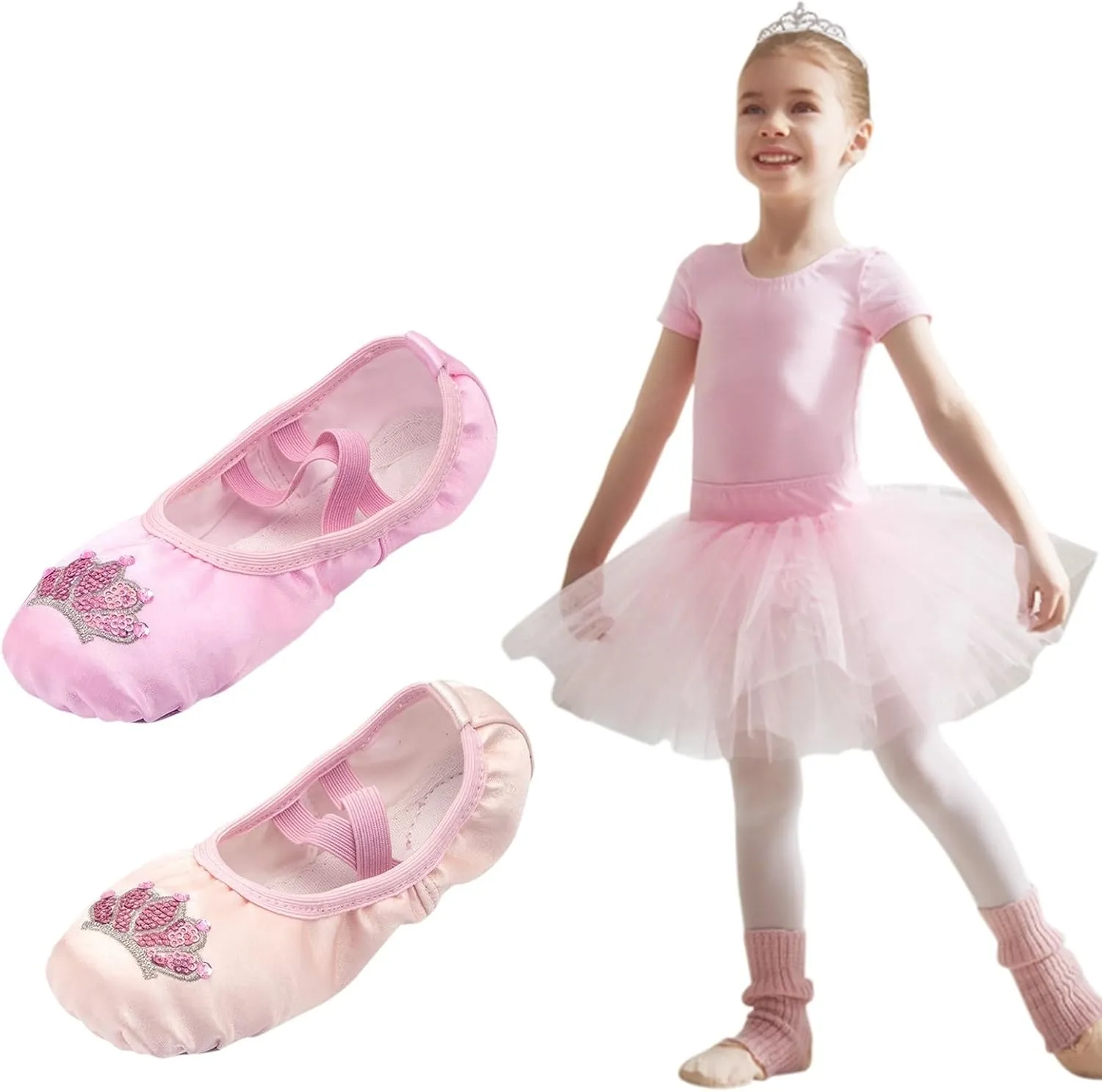 Ballet Shoes for Girls Toddler Ballet Slippers Highly Elastic Canvas Girls Ballerina Dance Shoes for Kids