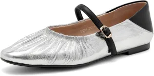 BEAU TODAY Women Mary Jane Shoes, Mary Jane Ballet Flats for Women, Pointed Toe Dressy Flats for Women, Comfortable Adjustable Strap Dress Shoes for Wedding Party