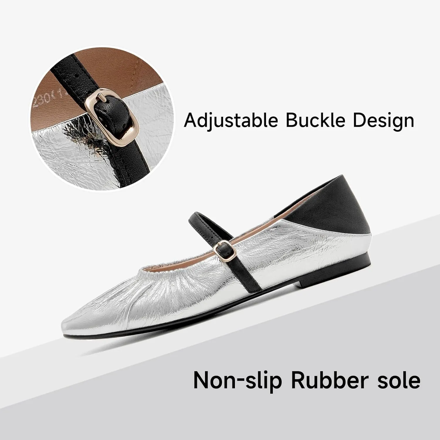 BEAU TODAY Women Mary Jane Shoes, Mary Jane Ballet Flats for Women, Pointed Toe Dressy Flats for Women, Comfortable Adjustable Strap Dress Shoes for Wedding Party